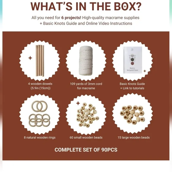 Nurture Things~DIY Retro 70's Handmade Macrame Kit New In Box - Picture 7 of 13